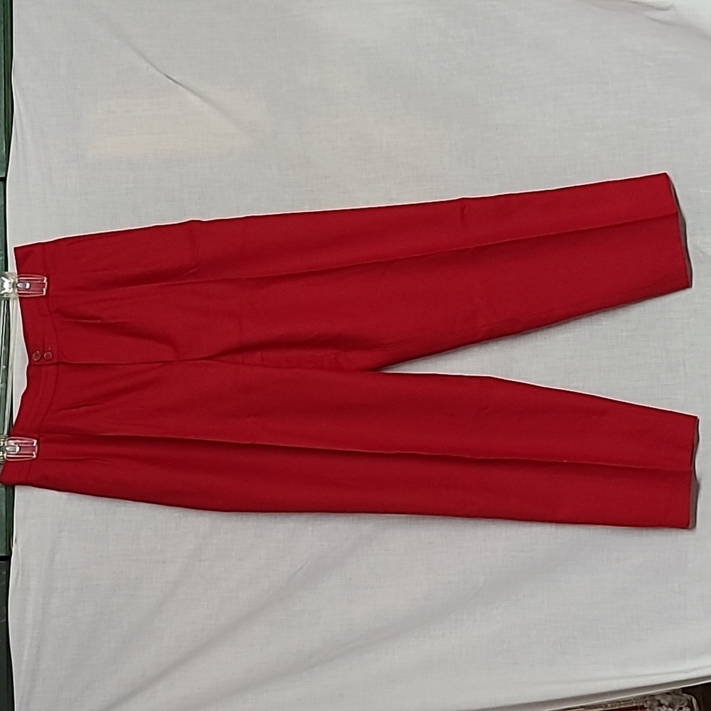 1980s Giorgio Sant Angelo 100% Pure Wool Red Pleated Trousers Sz 12